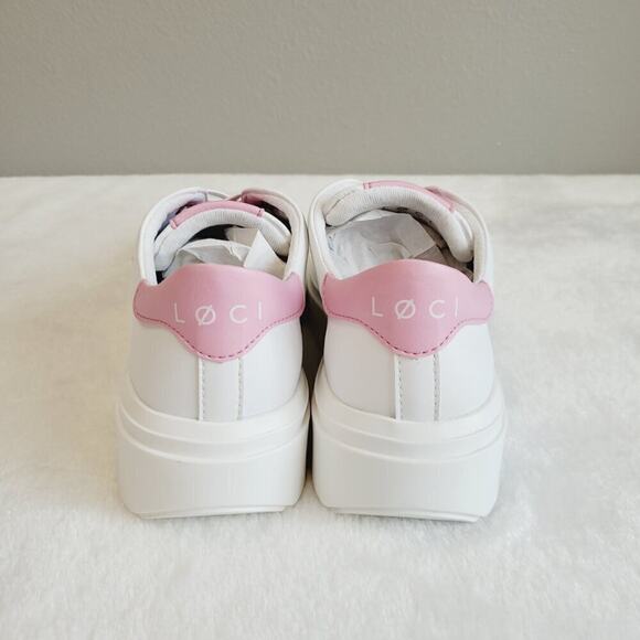 NWOB Loci Collab Nicki Minaj Bio Leather Low Top Platform Sneakers White & Pink - Picture 4 of 13
